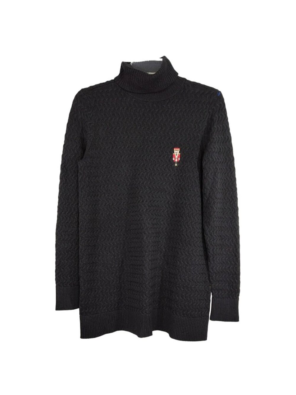 Lands End Turtleneck Sweater Women Size S 6 8 Black Long Sleeve Christmas